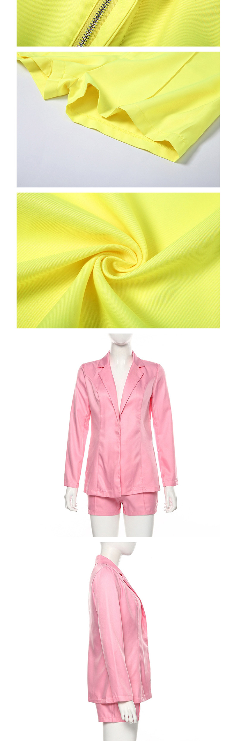 Fashion Pink Suit + High Waist Shorts Suit,Coat-Jacket