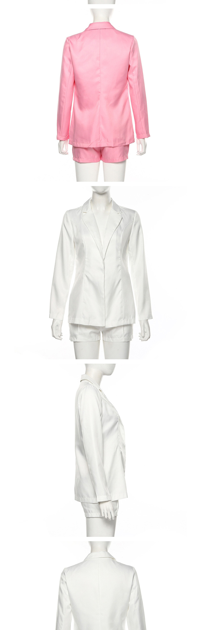 Fashion White Suit + High Waist Shorts Suit,Coat-Jacket