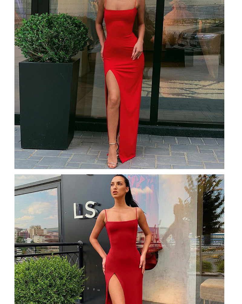 Fashion Red Sling Strapless Halter Dress,Long Dress