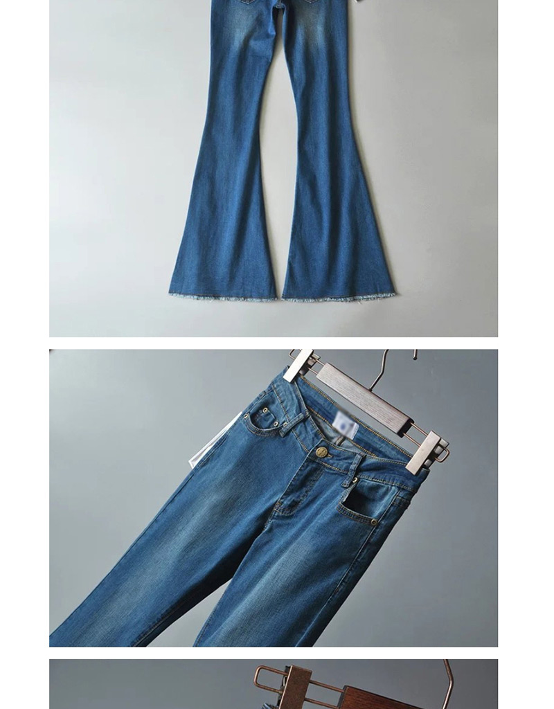 Fashion Light Gray Washed Stretch Flare Jeans,Denim