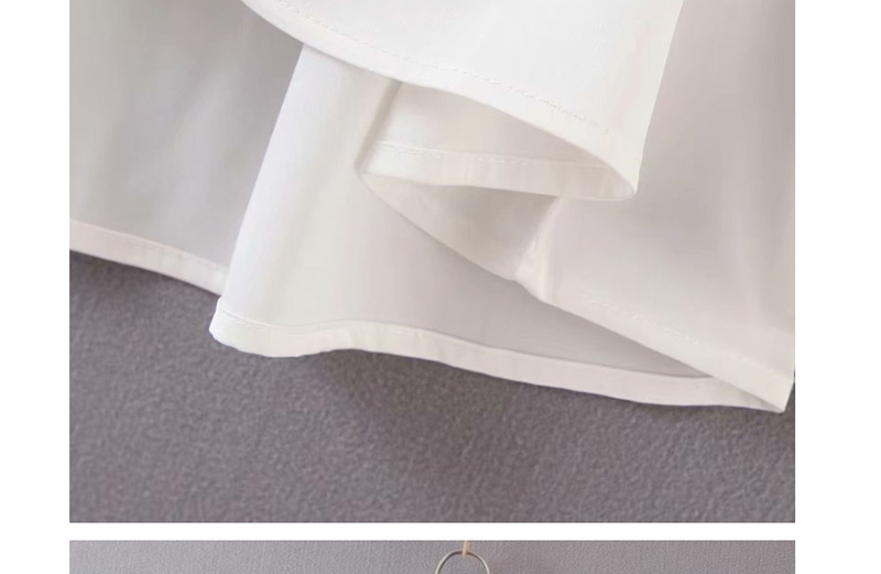 Fashion White Waist Pleated Trumpet Sleeve Shirt Skirt,Mini & Short Dresses