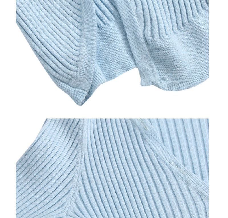 Fashion Blue Asymmetrical Knit Sweater,Sweater