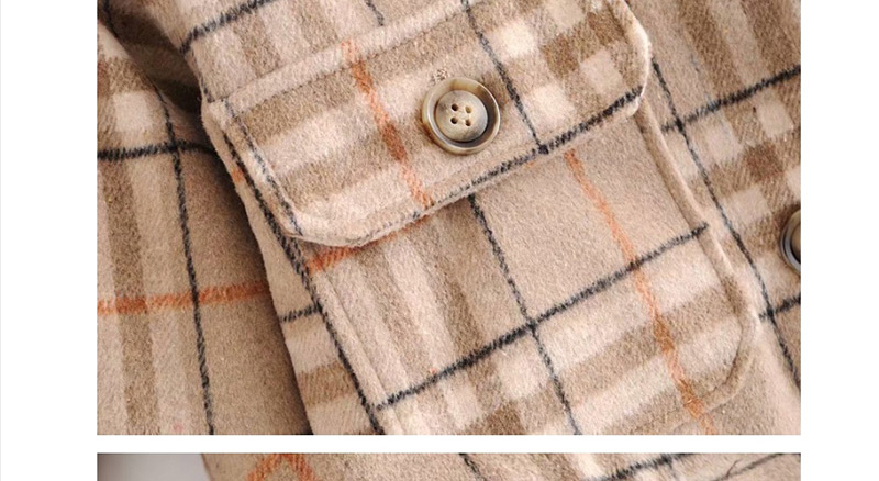 Fashion Khaki Check Wool Jacket,Coat-Jacket