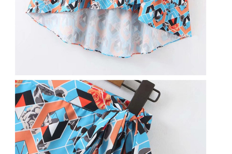 Fashion Color Flower Print With Irregular Skirt,Skirts