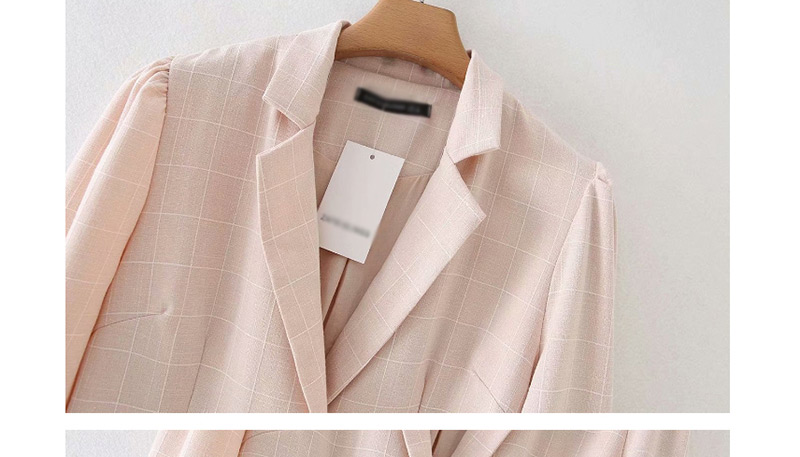 Fashion Pink Plaid Bandage Suit Collar Dress,Mini & Short Dresses