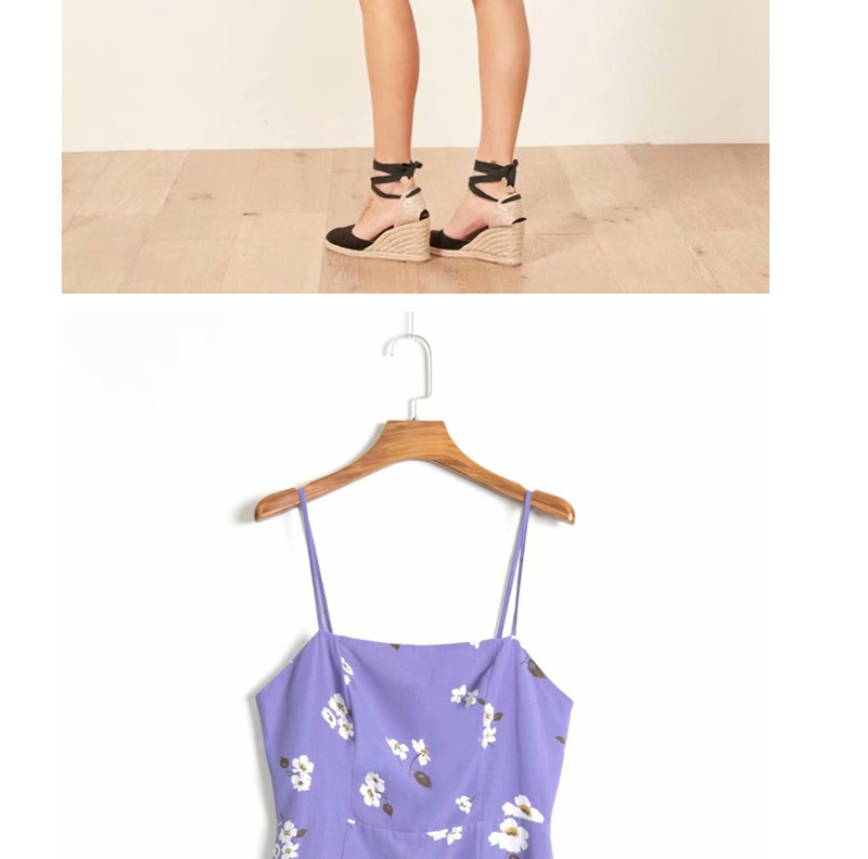 Fashion Purple Sling Flower Print Tube Top Halter Dress,Mini & Short Dresses