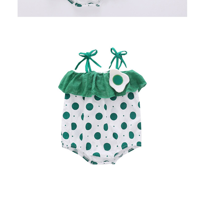 Fashion Green Polka Dot Printed Egg Baby Onesies (with Hat),Kids Clothing