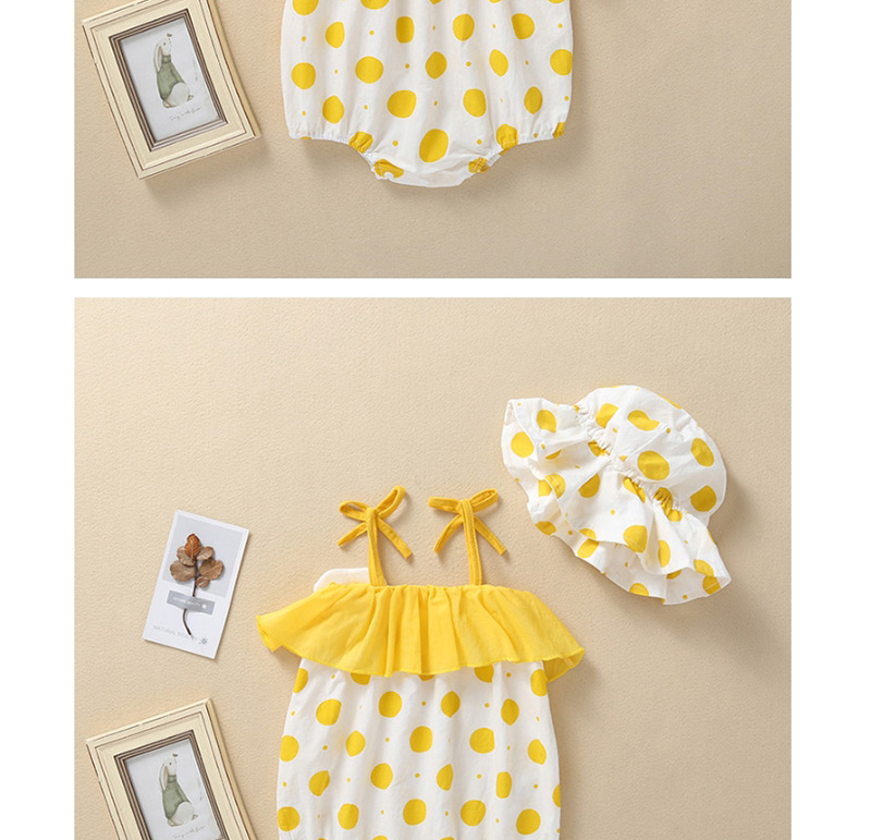 Fashion Yellow Polka Dot Printed Egg Baby Onesies (with Hat),Kids Clothing