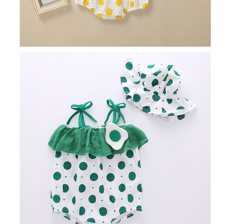 Fashion Green Polka Dot Printed Egg Baby Onesies (with Hat),Kids Clothing