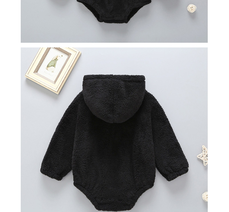 Fashion Black Cotton Hooded One-piece Sweater,Kids Clothing