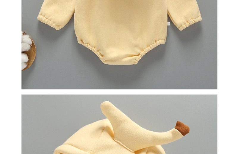 Fashion Yellow Banana Style Letter Print Plus Velvet Hooded Jumpsuit,Kids Clothing