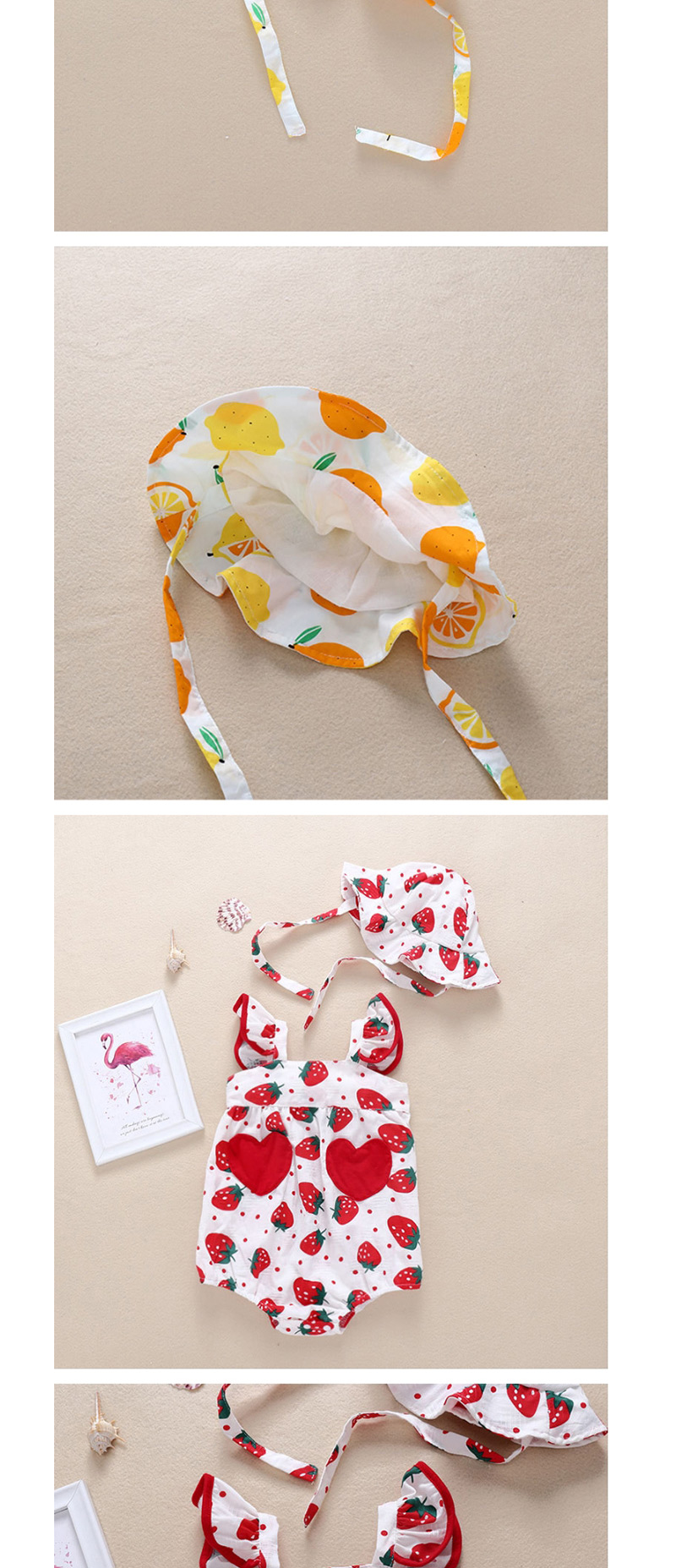 Fashion Lemon Yellow Fruit Print Love Patch Pocket Baby Triangle Lace,Kids Clothing