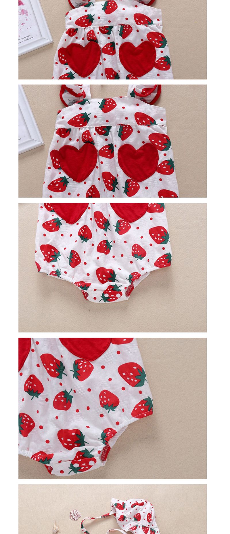Fashion Pink Apple Fruit Print Love Patch Pocket Baby Triangle Lace,Kids Clothing