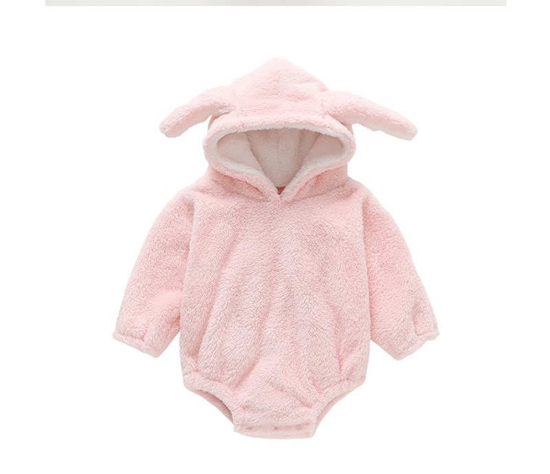 Fashion Pink Plush Rabbit Ears Hooded Robes,Kids Clothing