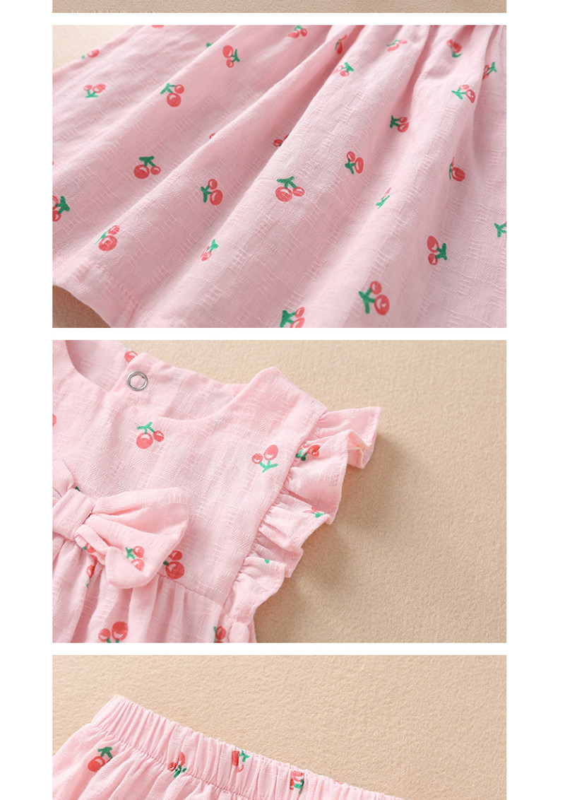 Fashion Pink Strawberry Bow Dress Panties Hair Band Children