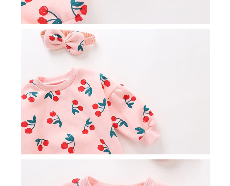 Fashion Pink Cotton Cherries Printed Triangle Piece,Kids Clothing
