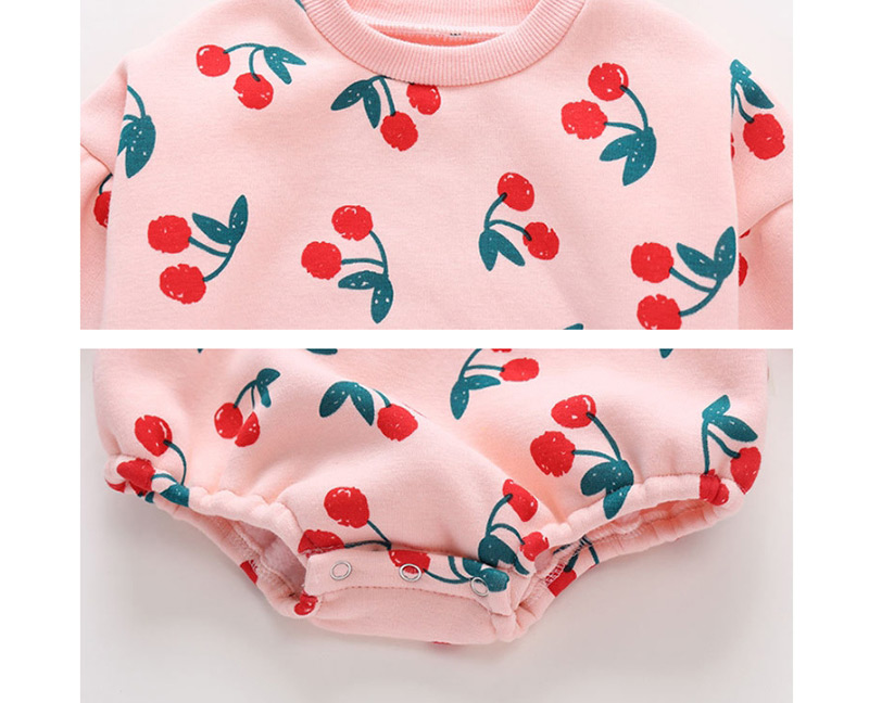 Fashion Pink Cotton Cherries Printed Triangle Piece,Kids Clothing