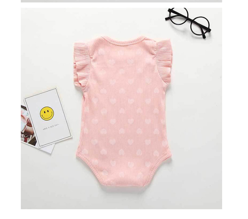 Fashion Pink Small Love Printed Baby Cotton Piece Jumpsuit,Kids Clothing