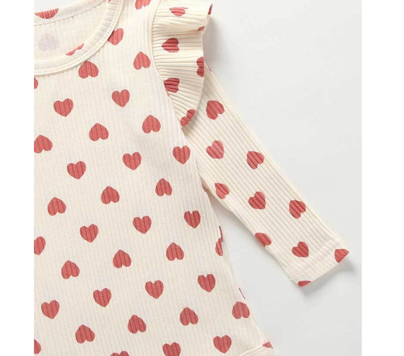 Fashion Pink Small Love Printed Baby Cotton Piece Jumpsuit,Kids Clothing
