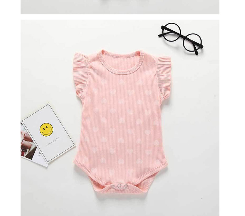 Fashion Beige Small Love Printed Baby Cotton Piece Jumpsuit,Kids Clothing