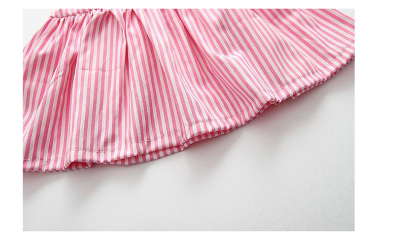 Fashion Pink Bow Stripe Skirt With Pants 2 Piece Set,Long Dress