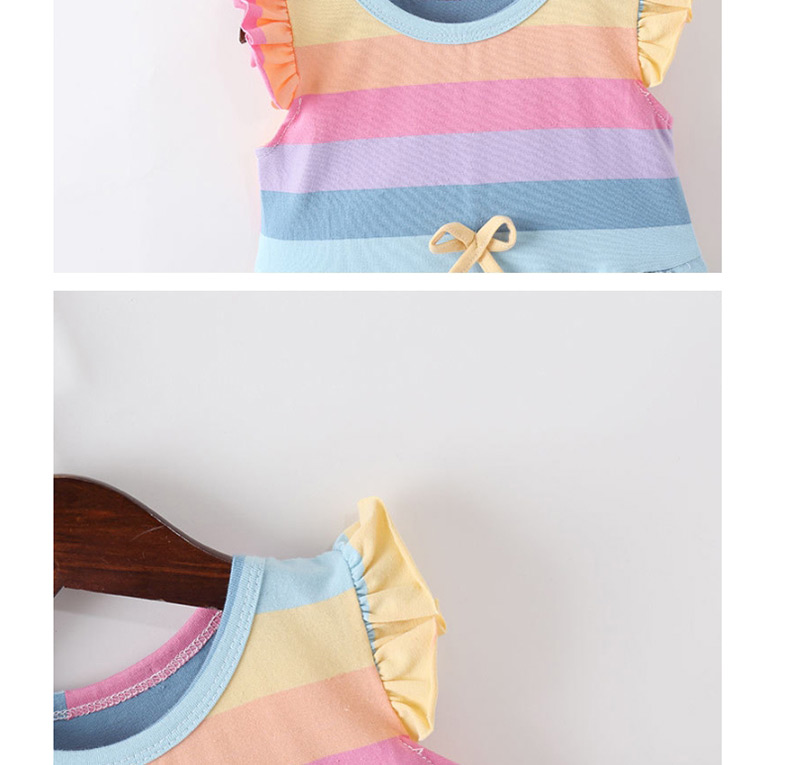 Fashion Ha Yi Rainbow Striped Butterfly Tank Dress,Long Dress