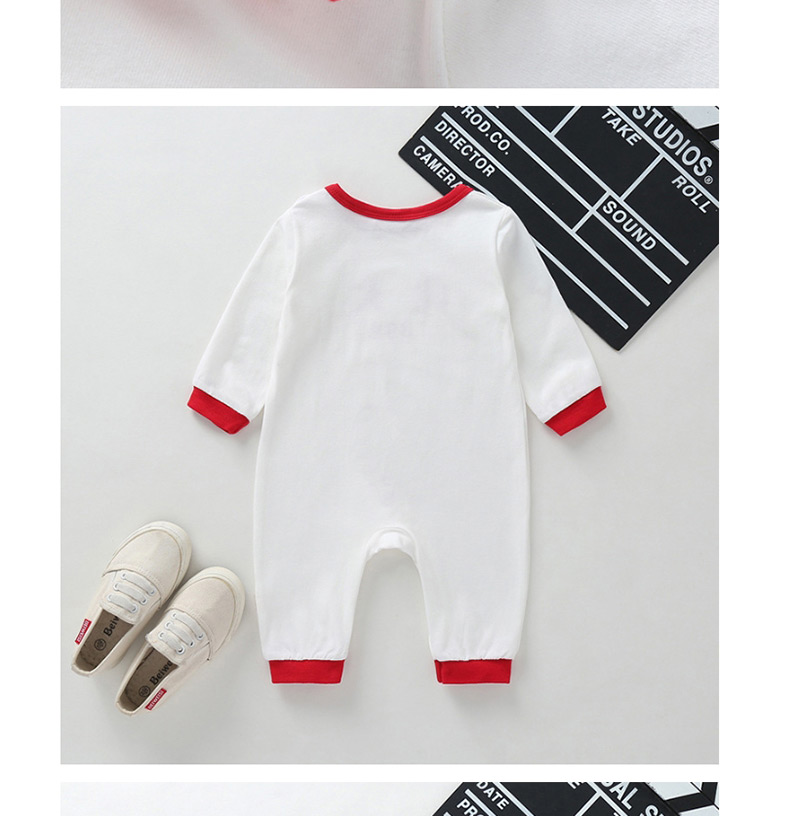 Fashion Red North Contrast Cotton Short-sleeved Romper,Kids Clothing