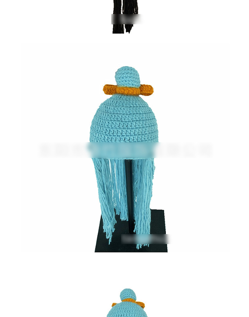 Fashion Sky Blue Wig Head Set Wool Hat,Sun Hats