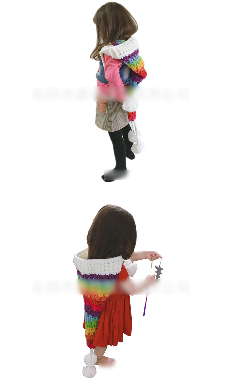 Fashion White Color Wool Crochet Rainbow Long Tail Cap,Sun Hats