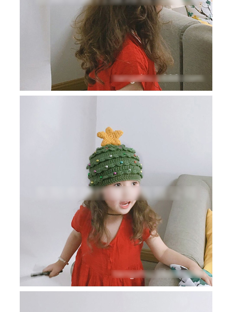Fashion Green + Stars Christmas Tree Star Wool Hat,Sun Hats