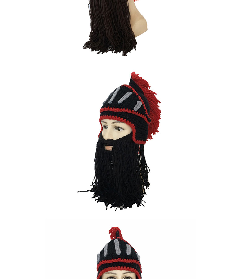 Fashion Black Red + Gray Beard Roman Brave Beard,Sun Hats
