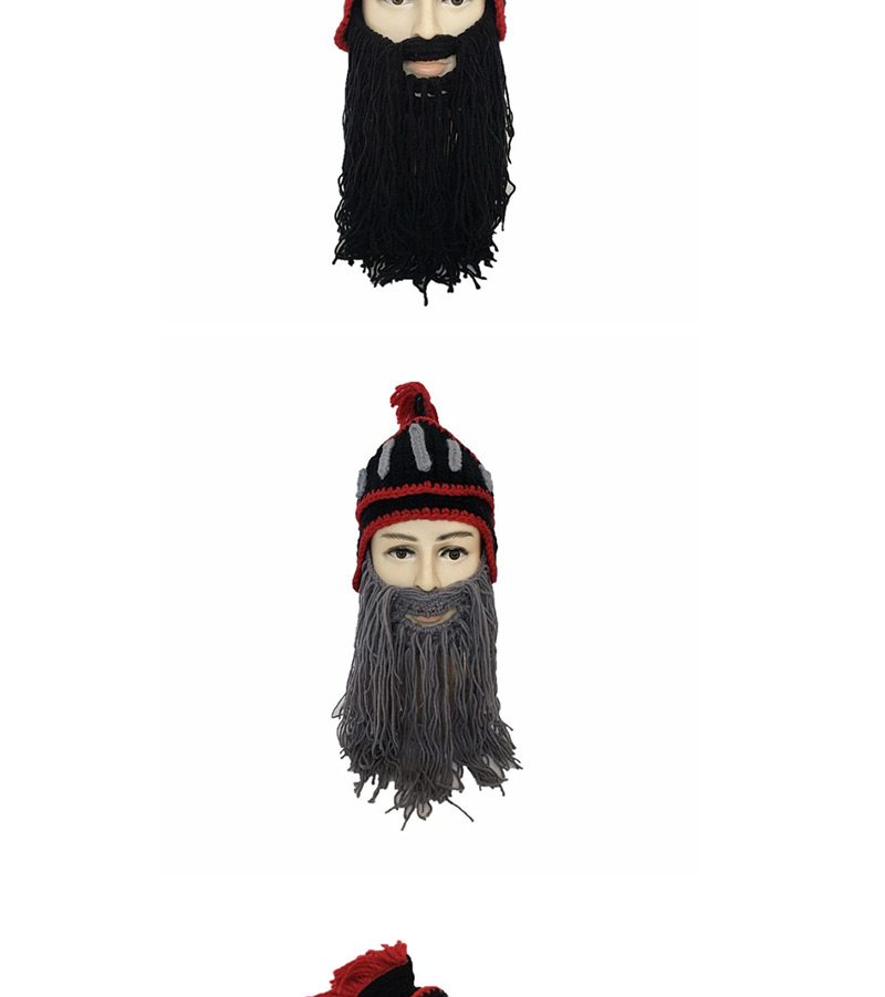 Fashion Black Red + Gray Beard Roman Brave Beard,Sun Hats