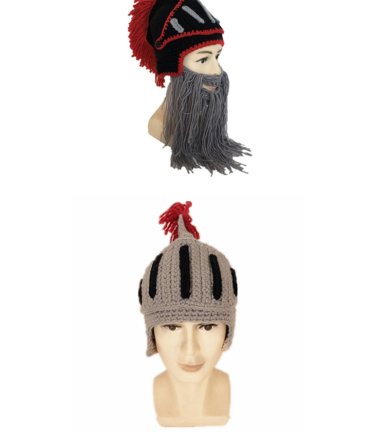 Fashion Gray + Black Beard Roman Brave Beard,Sun Hats