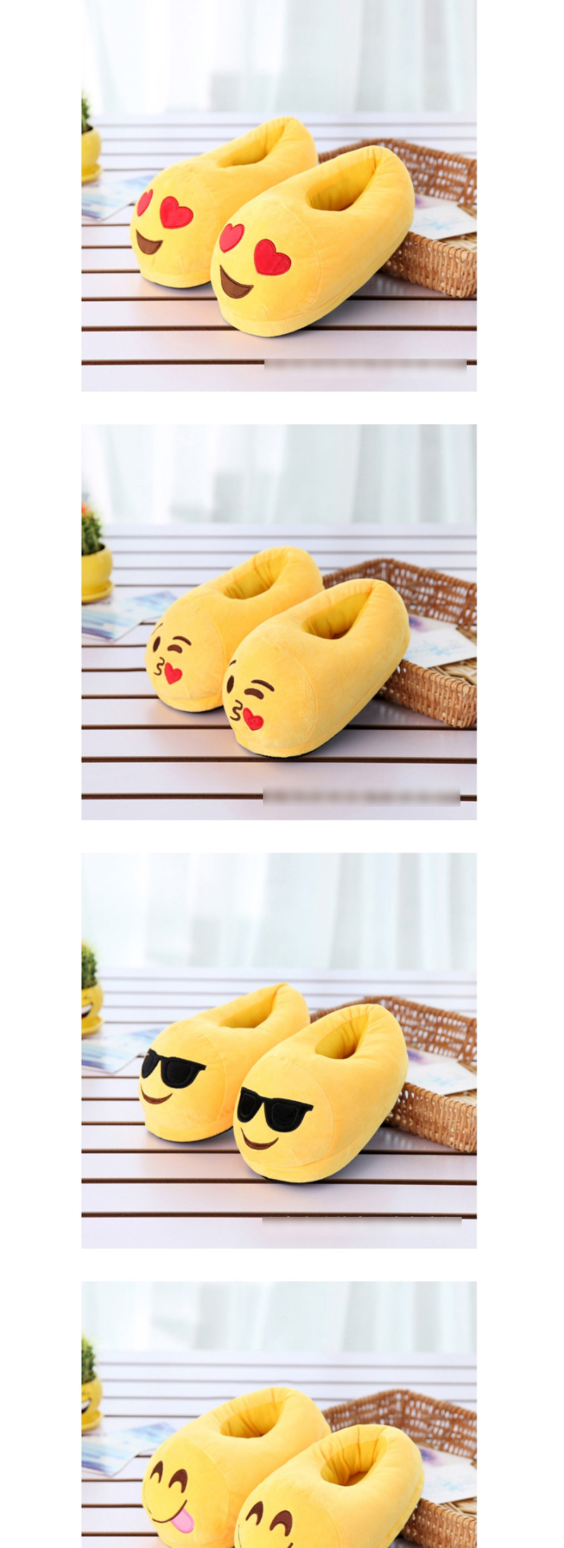 Fashion 3 Yellow Sunglasses Cartoon Expression Plush Bag With Cotton Slippers,Slippers