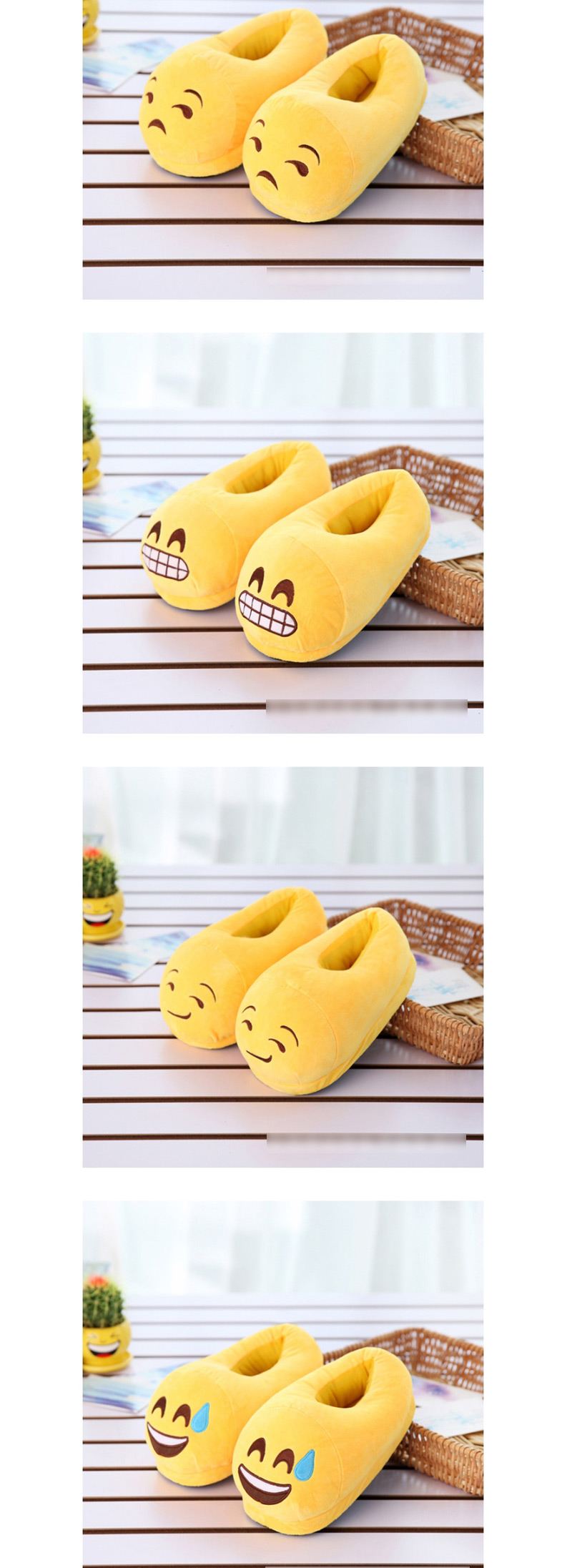 Fashion 17 Yellow Cartoon Expression Plush Bag With Cotton Slippers,Slippers