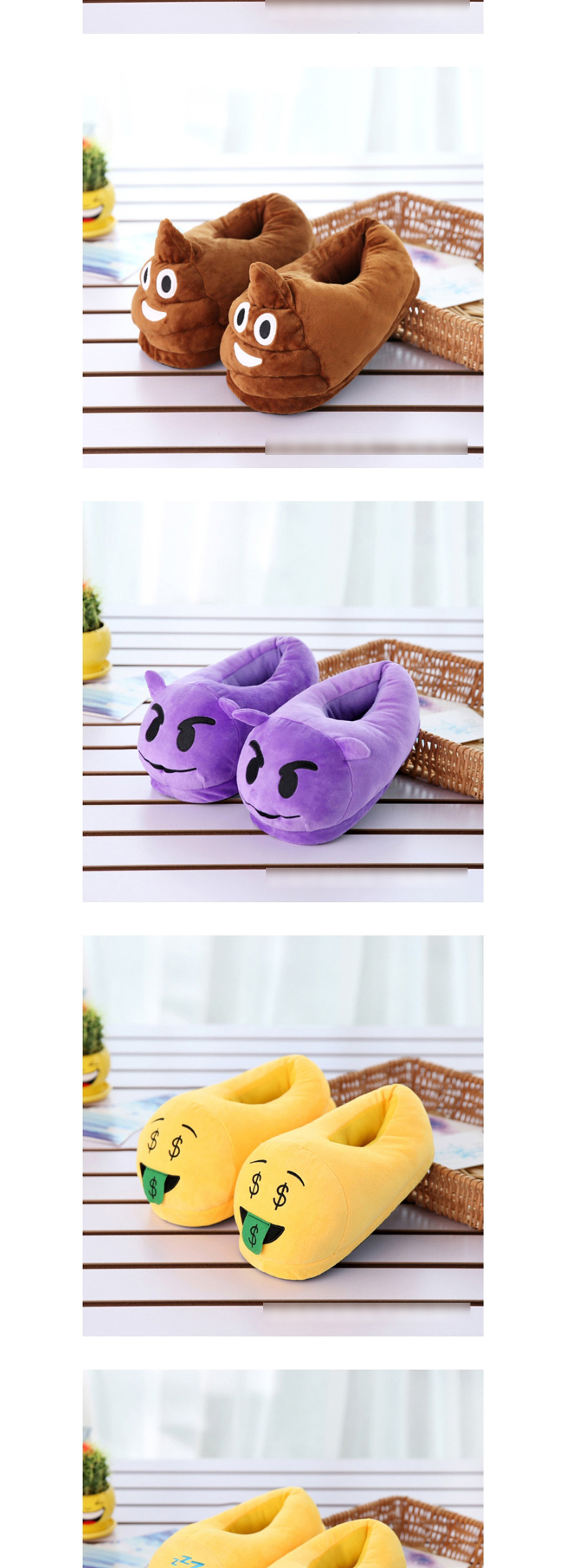 Fashion 16 Yellow Angry Cartoon Expression Plush Bag With Cotton Slippers,Slippers