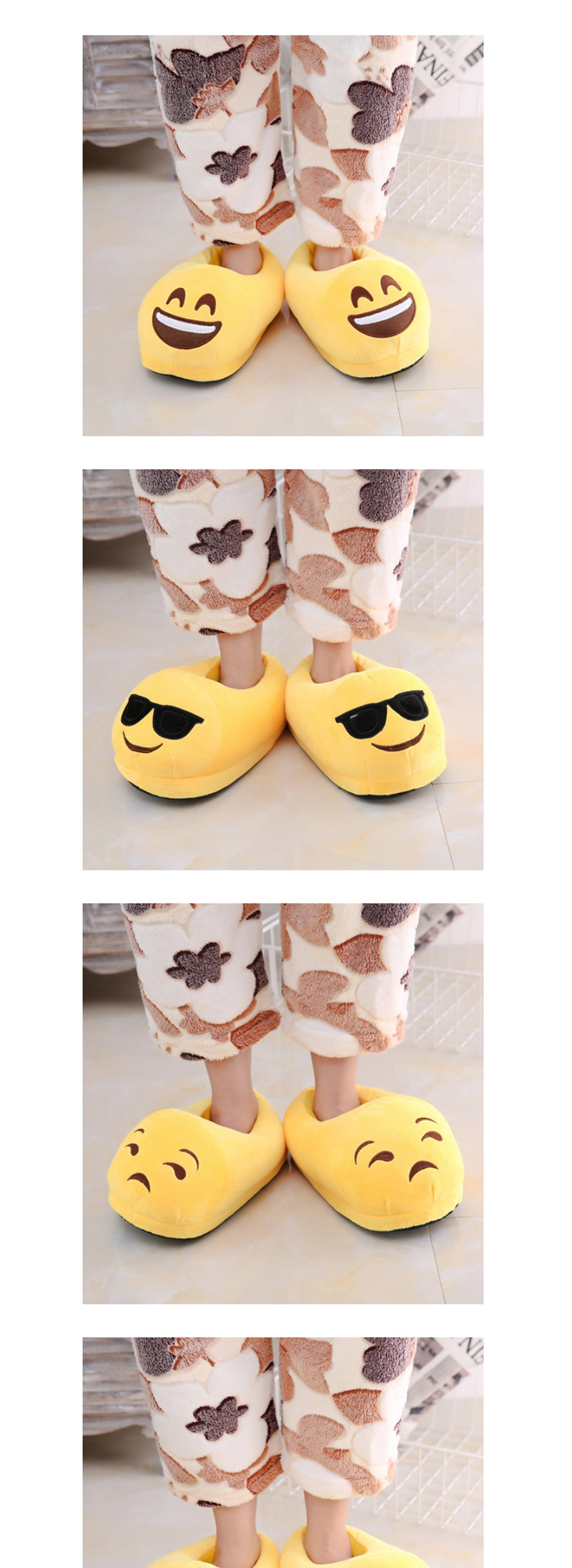Fashion 10 Yellow Grin Cartoon Expression Plush Bag With Cotton Slippers,Slippers