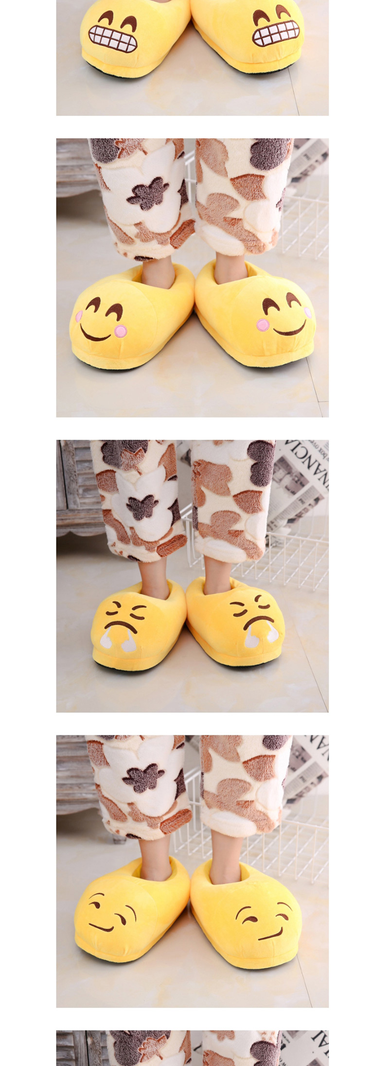 Fashion 1 Yellow Big Love Cartoon Expression Plush Bag With Cotton Slippers,Slippers