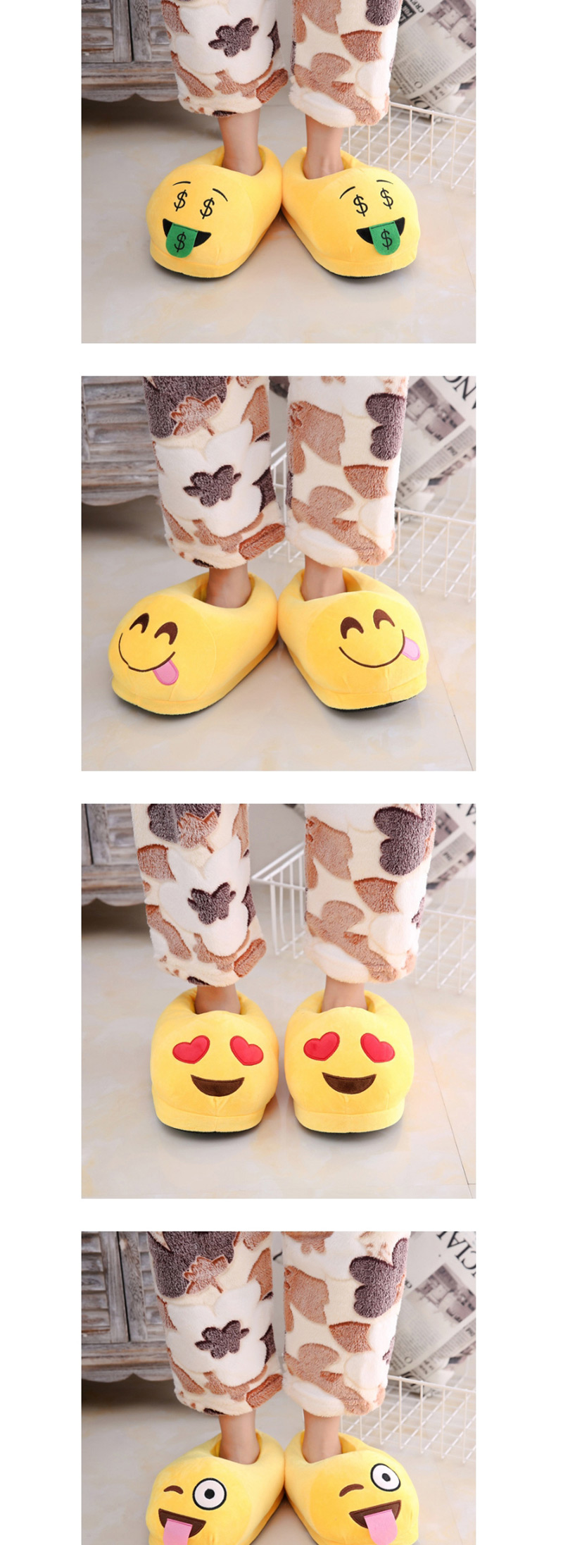 Fashion 8 Yellow Cartoon Expression Plush Bag With Cotton Slippers,Slippers