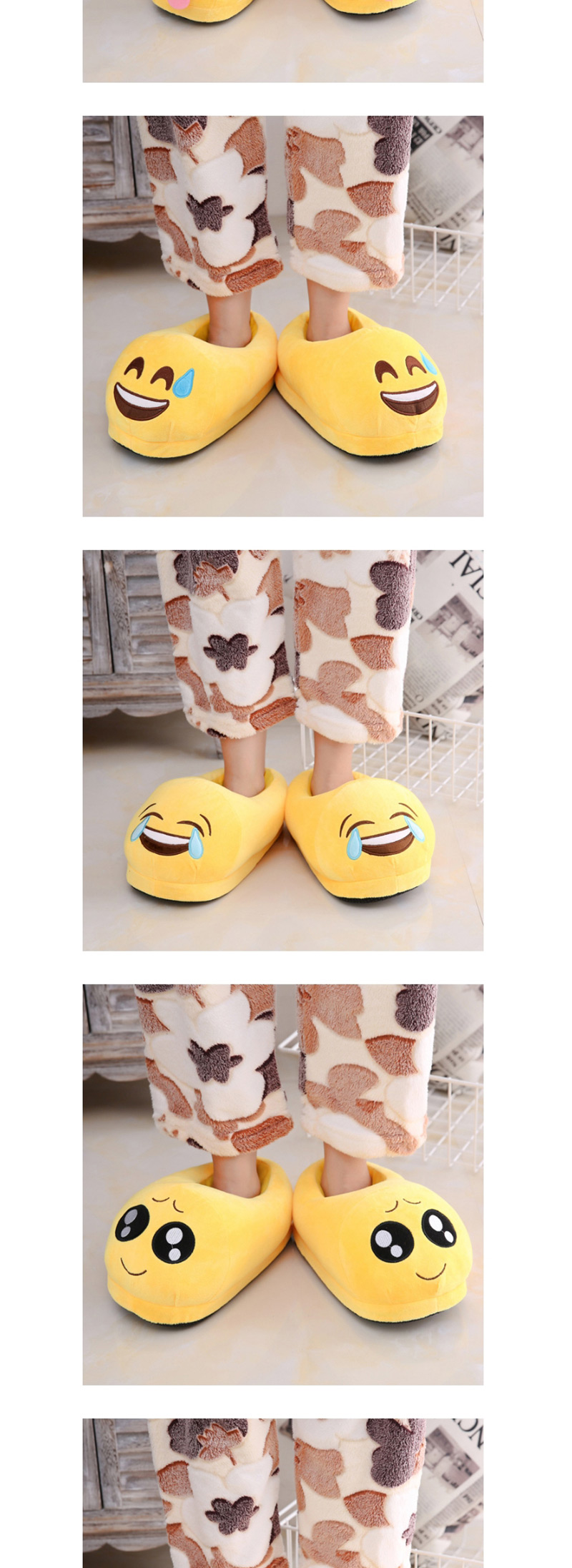 Fashion 3 Yellow Sunglasses Cartoon Expression Plush Bag With Cotton Slippers,Slippers