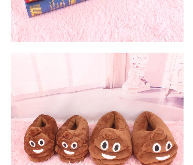 Fashion Brown Plush Big Head And Half Cotton Slippers,Slippers