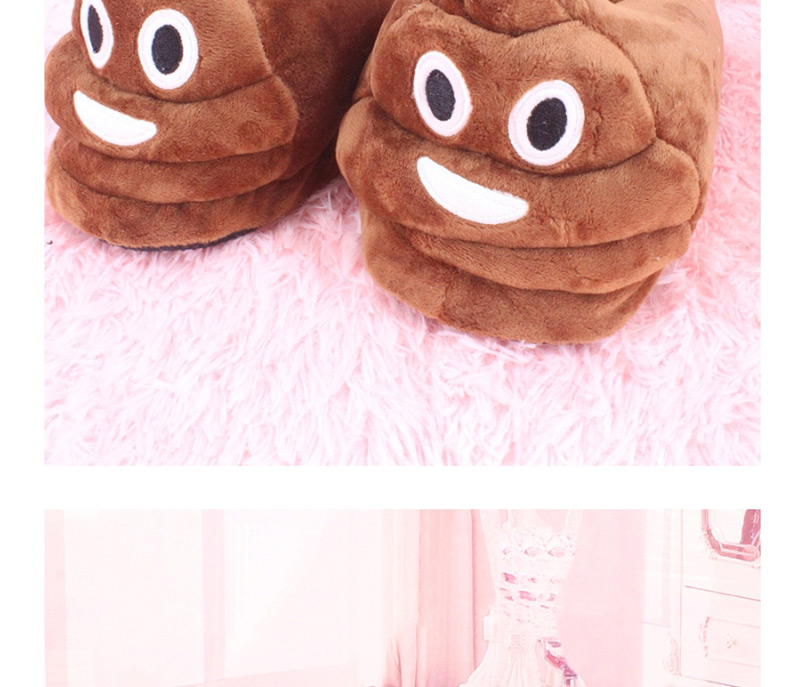 Fashion Brown Plush Big Head And Half Cotton Slippers,Slippers