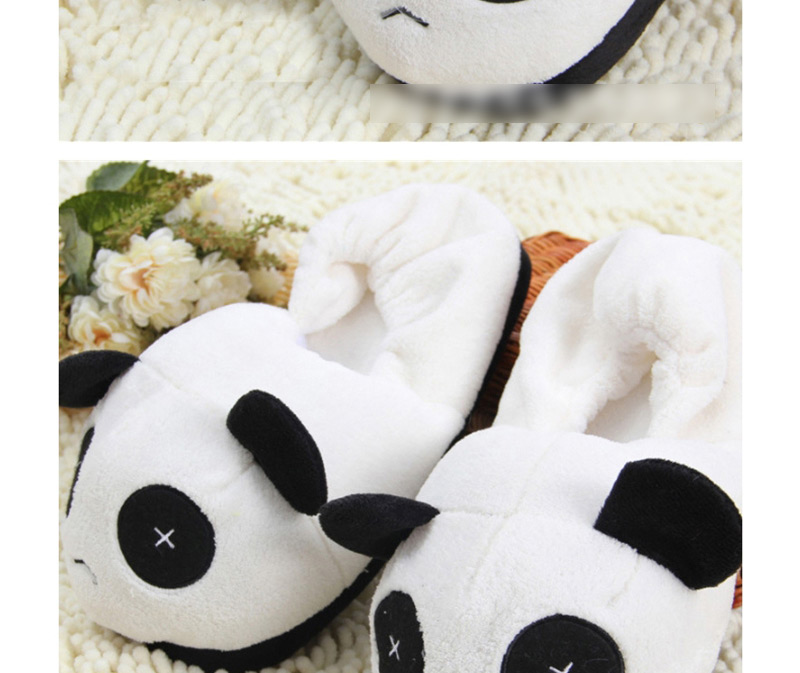 Fashion Black + White Cartoon Panda Plush Bag With Cotton Slippers,Slippers