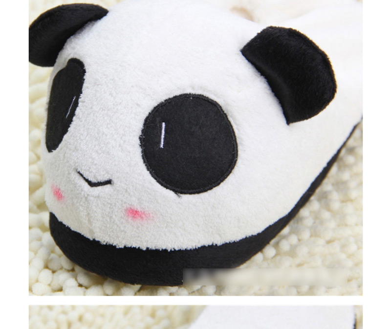Fashion Black + White Cartoon Panda Plush Bag With Cotton Slippers,Slippers