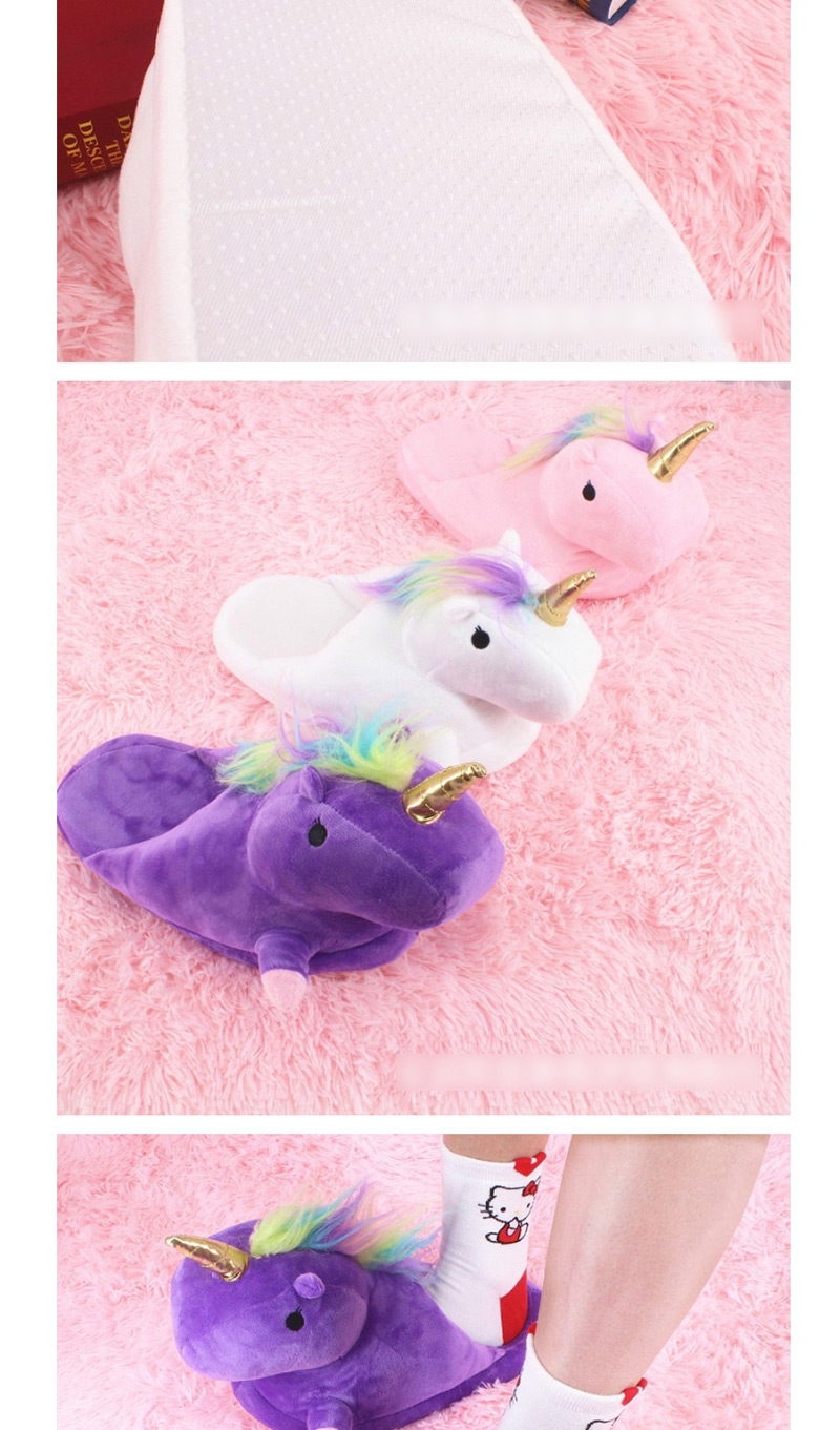 Fashion Purple Cartoon Unicorn Plush Half Drag,Slippers