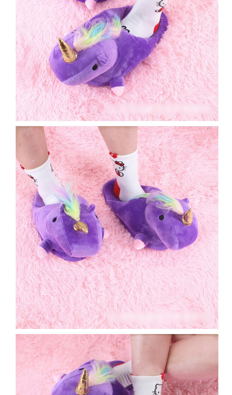 Fashion Purple Cartoon Unicorn Plush Half Drag,Slippers