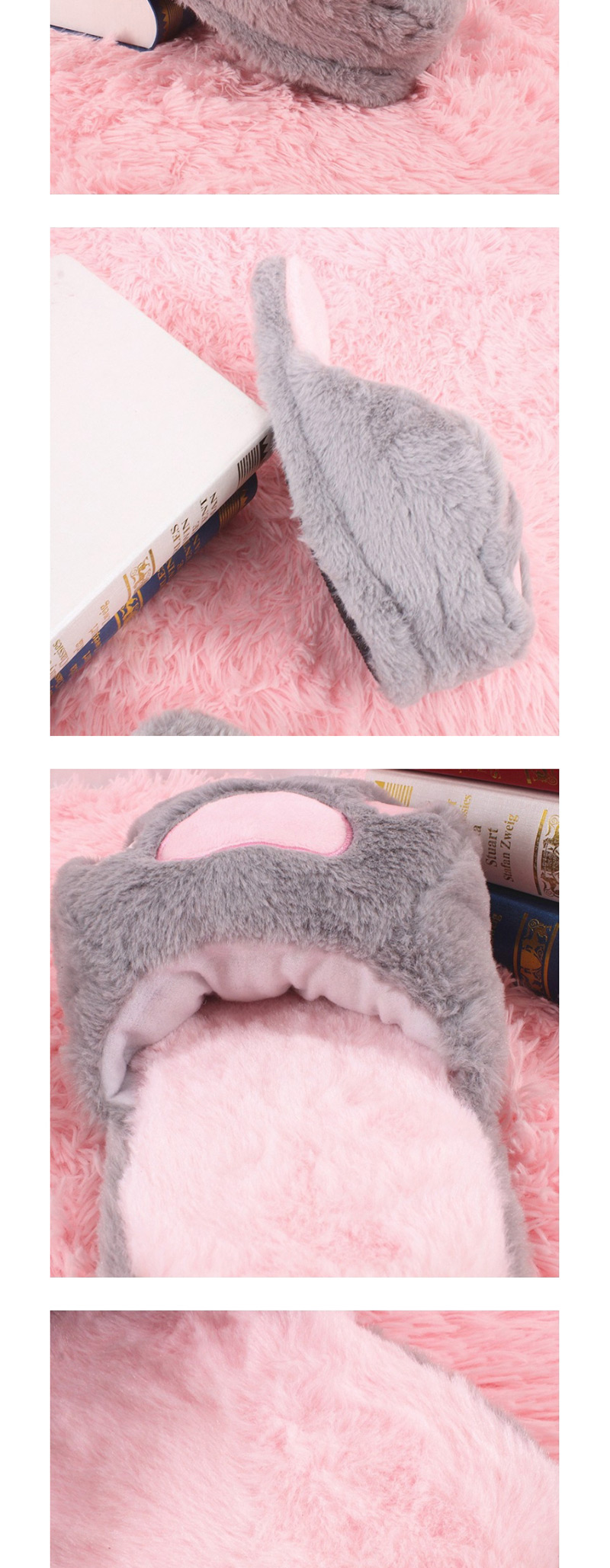 Fashion Pink Cartoon Bear Paw Plush Cotton Slippers,Slippers