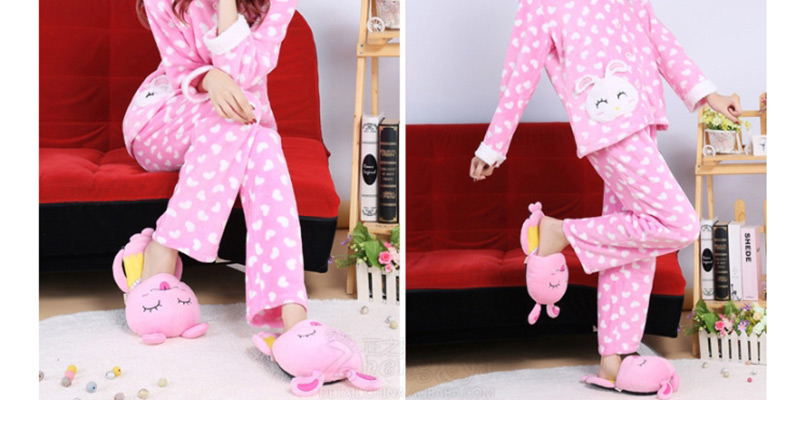 Fashion Pink Happy Rabbit Cartoon Three-dimensional Plush Cotton Slippers,Slippers