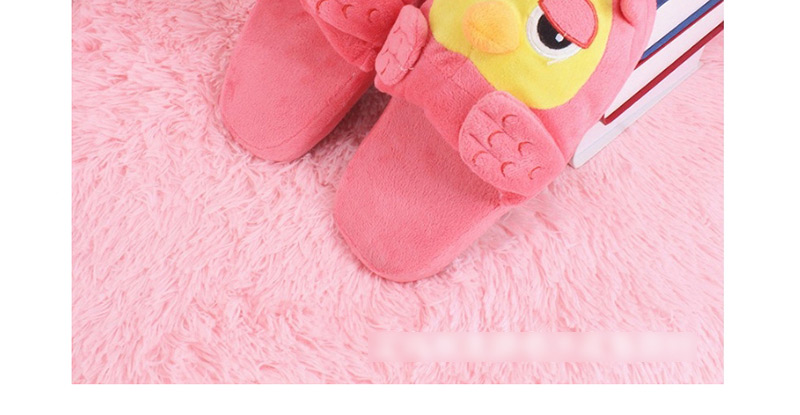 Fashion Pink Cartoon Owl Head Plush Cotton Slippers,Slippers
