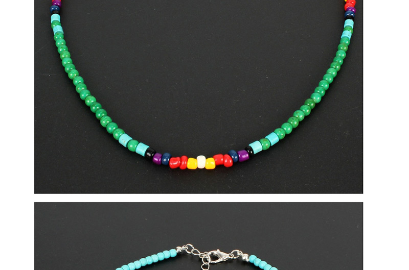 Fashion Green Natural Stone Rice Beads Necklace,Crystal Necklaces